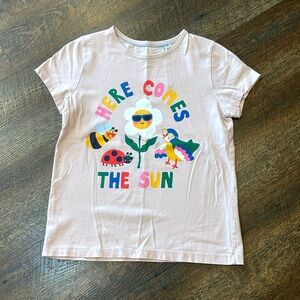 Mini Boden Light Pink Graphic 'Here Comes The Sun' Tee